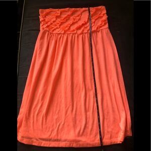 42-Vintage OP strapless ruffled top or mini dress . In fluorescent orange.